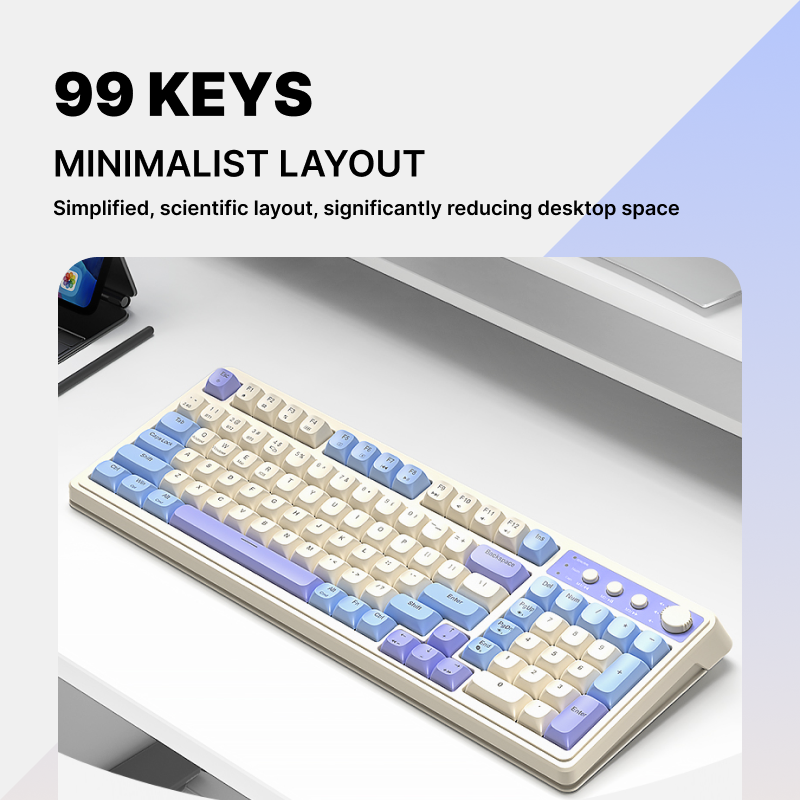 AULA S99 Tri-Mode RGB Retro Gaming Keyboard | 96% Layout with Numpad | Bluetooth 5.0 / 2.4GHz / USB-C | Custom Macros, Volume Knob, Creamy Dual-Tone Keys | PC/Mac/Xbox